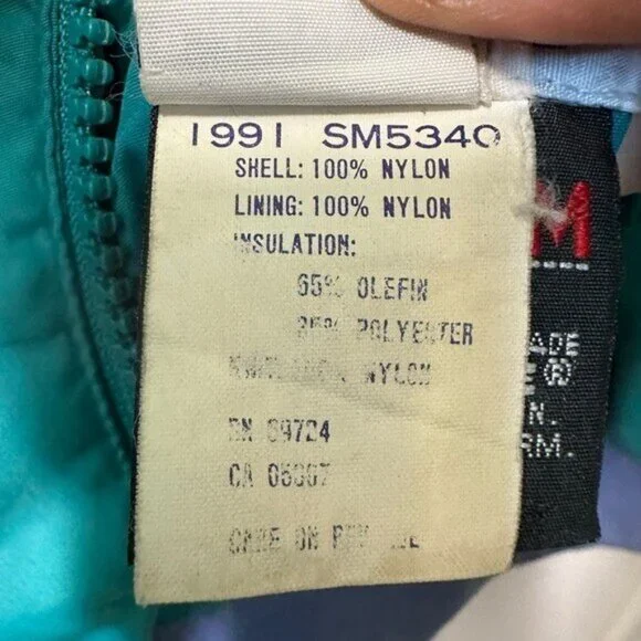 Vintage Columbia Mens XL Windbreaker Jacket Reversible Blue Green 80s Thinsulate - Picture 13 of 15